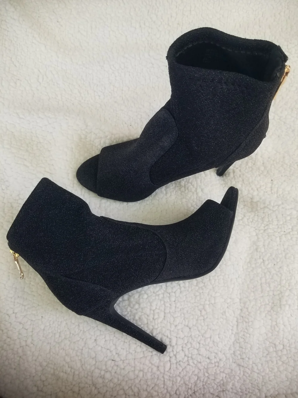 GUESS Black Peep-Toe High-Heel Ankle Booties